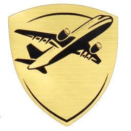 Шильд-наклейка самолет, золото