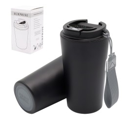 Термокружка Surprise To Go с индикатором, чёрная/серая