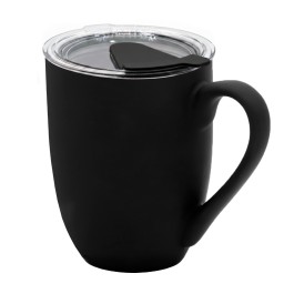 Кружка с крышкой Velvet Duo, софт-тач, чёрная