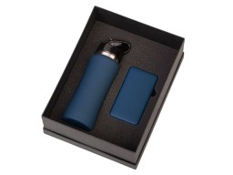 Подарочный набор с бутылкой для воды и повербанком С1, 5000 mAh, темно-синий