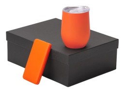 Подарочный набор с термокружкой и повербанком С2, 10000 mAh, оранжевый