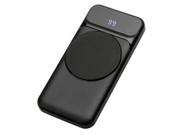 Магнитный беспроводной внешний аккумулятор со встроенными кабелями «Мэни»,быстаря зарядка, 10000 мАч, черный