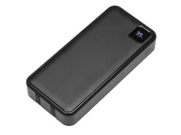 Внешний аккумулятор со встроенными кабелями «Фрэйм Про», быстрая зарядка, 20000мач, черный