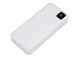 Внешний аккумулятор со встроенными кабелями «Фрэйм Про», быстрая зарядка, 20000мач, белый