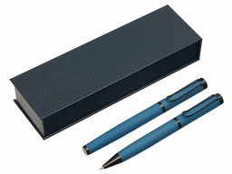 Подарочный набор из 2-х ручек "Black Lama" soft-touch, темно-синий