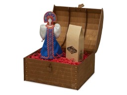Подарочный набор: кукла, чай "Малина с мятой", синий