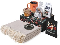 Подарочный набор c пледом, кружкой и вареньем, оранжевый