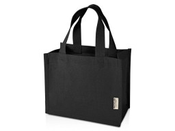 Мини эко-сумка Odessa с клинчиком, изготовленная из переработанного хлопка, сертифицированного согласно GRS, плотностью 220 г/м², объемом 9 л - сплошной черный