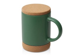 Кружка 450 мл с пробковым дном с крышкой "Корк & Бон", глубокий зеленый