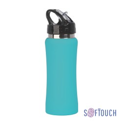 Бутылка для воды "Индиана" 600 мл, покрытие soft touch, бирюзовый