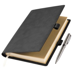 Ежедневник-портфолио Клип (Clip NEO) недатированный в подарочной коробке, черный (в комплекте ручка Tesoro серебро)