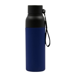 Термобутылка Button Black, чёрный с синим